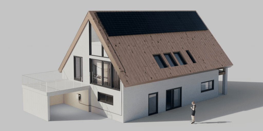 A house with solar panels