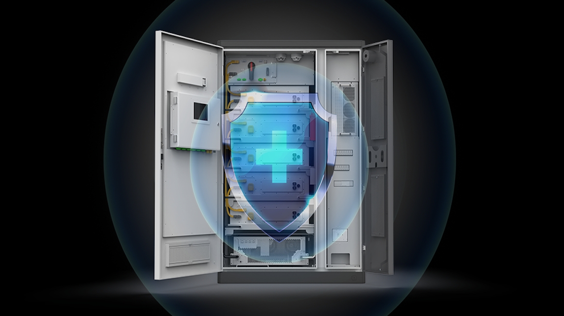 A cabinet of Tesla energy storage equipment