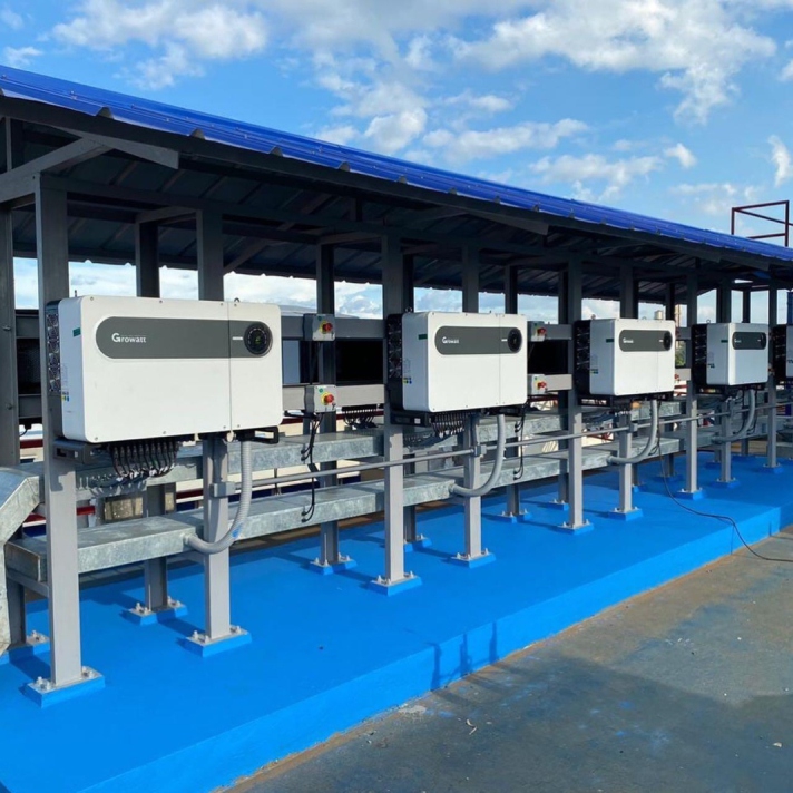 Growatt inverters installed on a rooftop