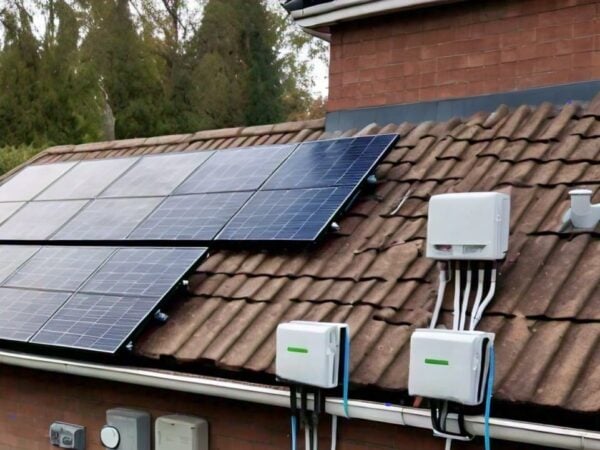 Solar panels on a tiled roof